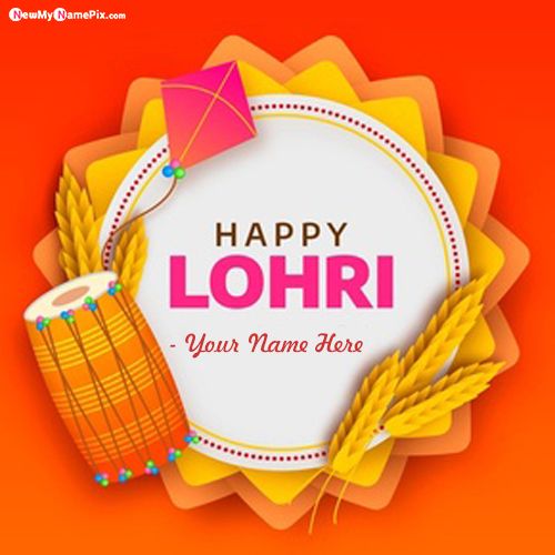 Happy Lohri Festival Images With Name Add Card Download