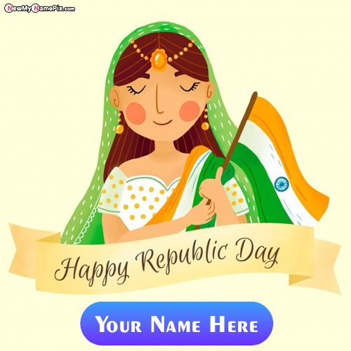 Make Your Name On Facebook Share India Republic Day Wishes Cards
