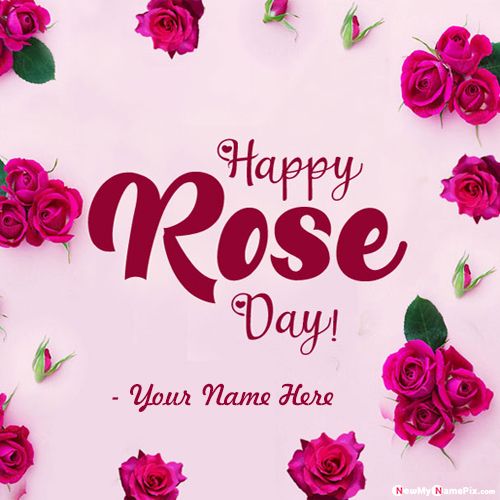 Red Rose Wishes My/Your Girlfriend Name Rose Day Pictures Create