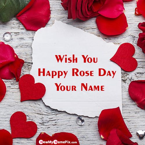Best 2022 Happy Rose Day Greeting Card With Your Name Pics