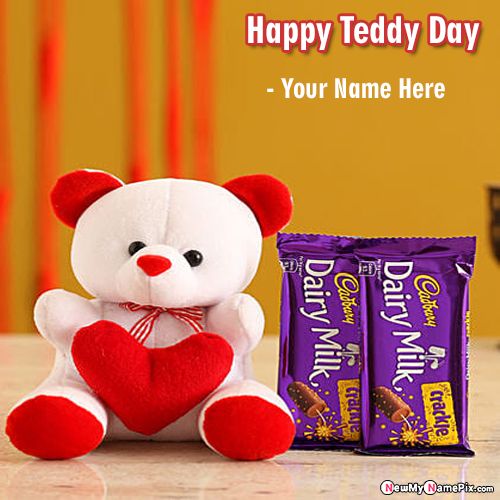 Write My Name On Teddy Bear Day Greeting Card Images