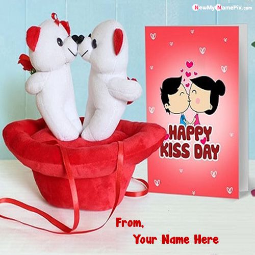Custom Creative Photo Best Wishes 2022 Happy Kiss Day Name Pix