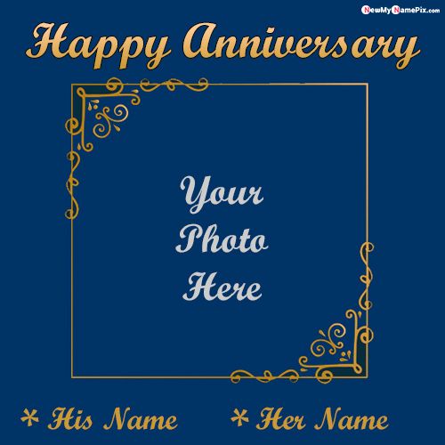 Wife And Husband Photo Frame Anniversary Wishes Greeting Card Wishes