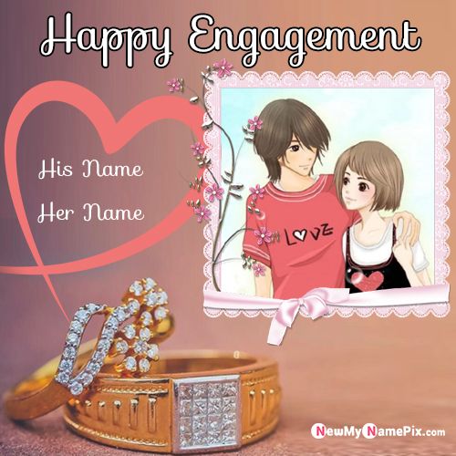Engagement Ring Greeting Card Photo With Name Wishes
