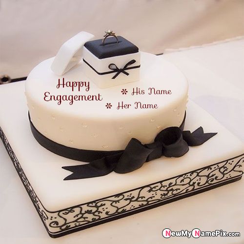 Beautiful Happy Engagement Cake With Couple Wishes Pictures