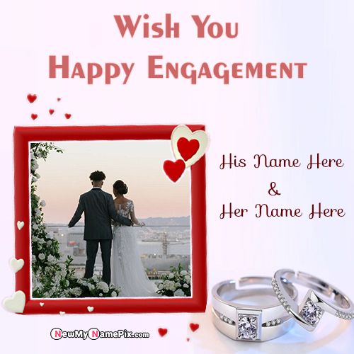 Online Engagement Wishes Card On His And Her Name