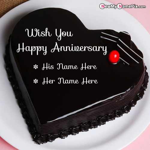 Online Happy Anniversary Romantic Cake Wishes His And Her Name Images