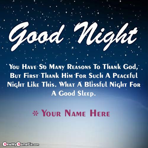 Beautiful Good Night Greeting Card With Name Wishes