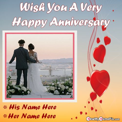 Happy Anniversary Couple Photo Wishes Name Greeting Card Create