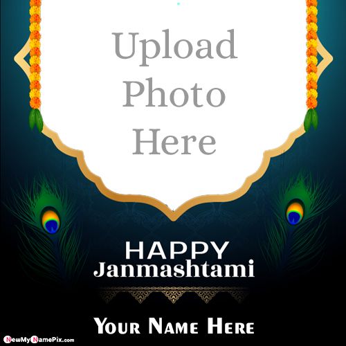 Happy Janmashtami Greeting With Name And Photo Card