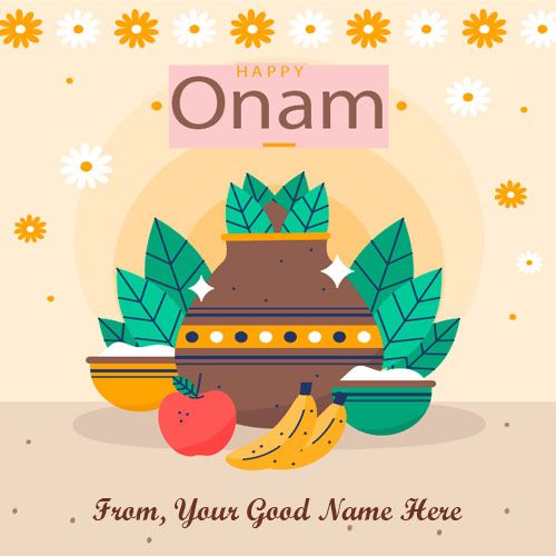 Name Printed Happy Onam Beautiful Card Editing
