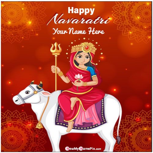 Maa Ambe Happy Navratri Wishes Greeting Card Name Write