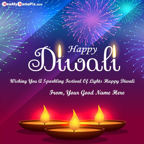 2022 Diwali Fireworks Greeting Card With Name Wishes
