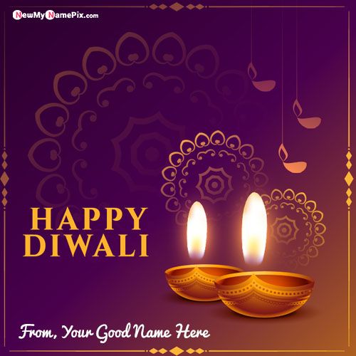 Beautiful Candles Diwali Wishes Images With Name
