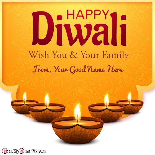Customize Create Diwali Candles Greeting With Name Card