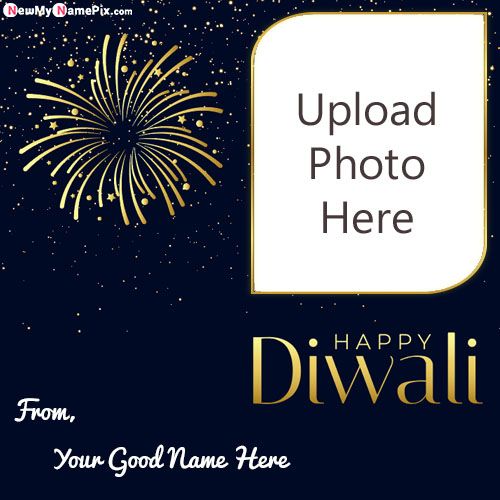 Design Light Happy Diwali Frame Create Customize Name Photo Generate