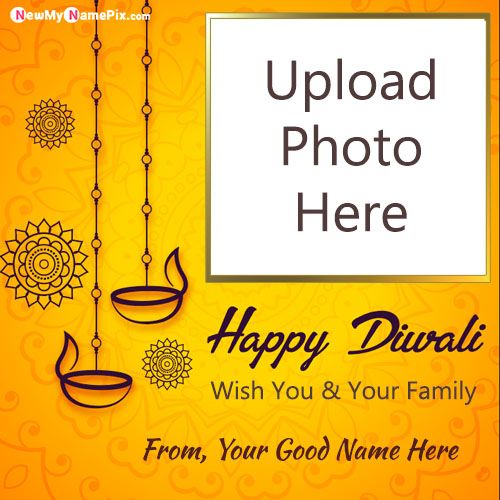 Online Create Happy Diwali Photo Frame Candles Wishes