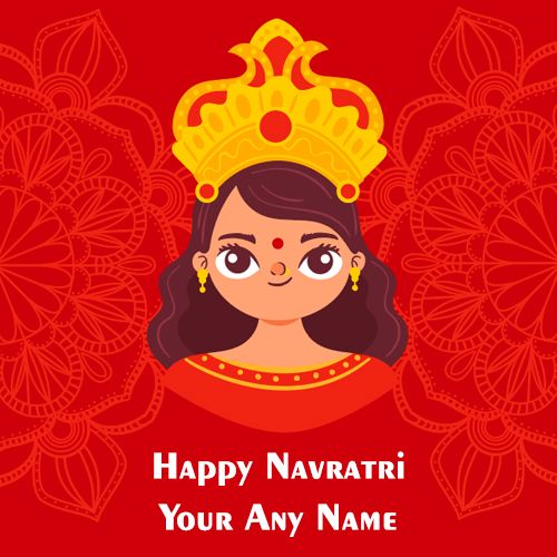 Happy Navratri Festival Dandiya Wishes With Name Card Maker