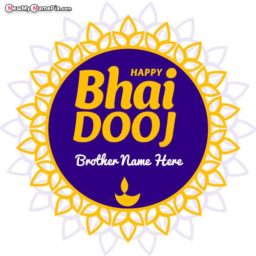 Festival Happy Bhai Dooj Greeting With Name Card Edit