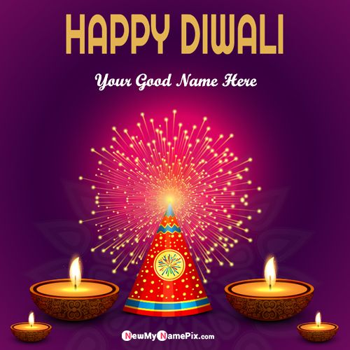 Diwali Festival Crackers Photo Wishes Custom Name