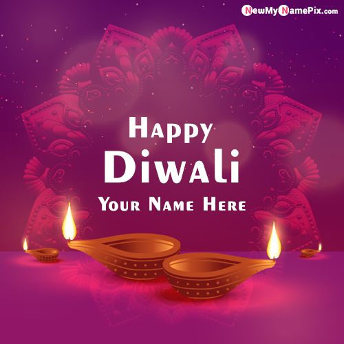 Online Happy Diwali Diya Greeting Card Edit Name Wishes