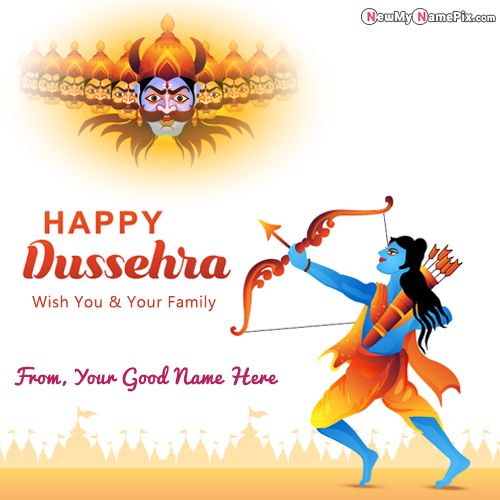Dussehra Wishes Customize Name Greeting Cards Maker