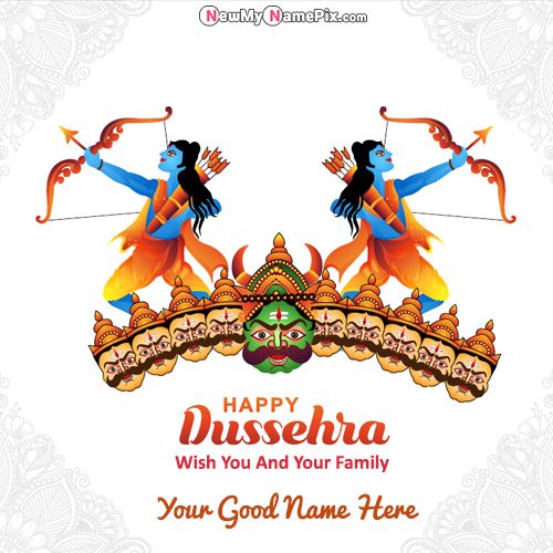 Festival Of Dussehra Best Name Wishes Greeting Card Photo Frame Image