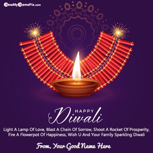 Happy Diwali Greetings With Crackers Images Edit Name