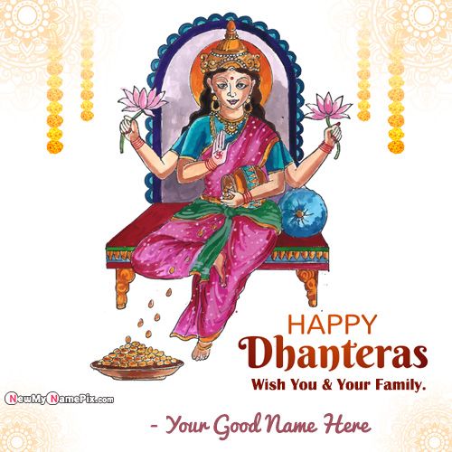 2022 Dhanteras Wishes Photo With Name Greeting Card Maker