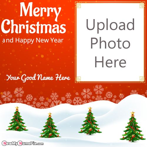 Merry Christmas Greeting Card With Name And Photo