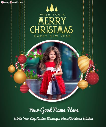 Photo Add Merry Christmas Wishes Greeting Card Create