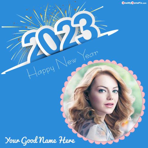 Sparking New Year Wishes 2023 Photo With Name Writing
