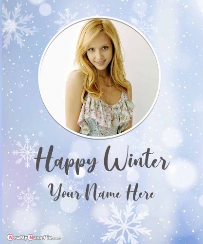 Happy Winter Snow Frame Wishes With Name Writing