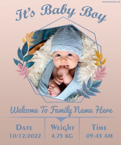 Born Baby Boy Wishes Announcement Template Photo Frame Create