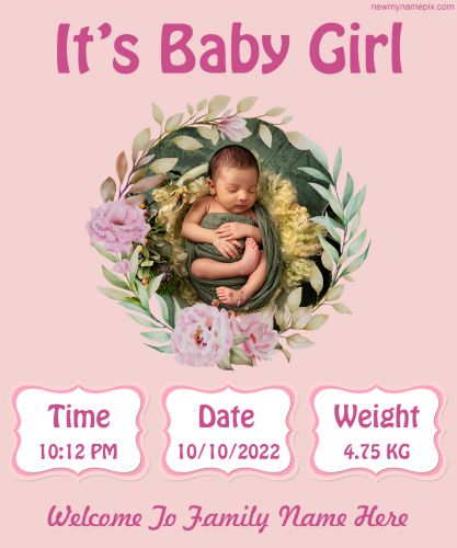New Born Baby Girl Wishes Announcement Card Create Online