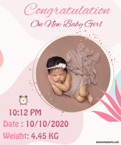 New Baby Girl Birth Congratulation Wishes With Photo Frame Download
