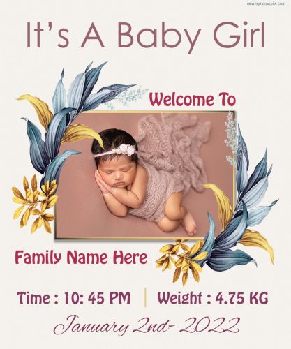 Make Your Baby Girl Pictures Add Announcement Greeting Card Editor