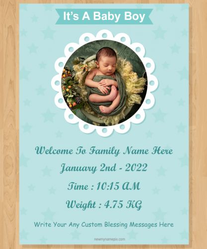 Customize Details Add Born Baby Boy Announcement Photo Generating