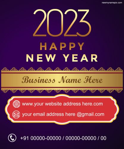 Get Business Details On Happy New Year 2023 Photo Editable Online