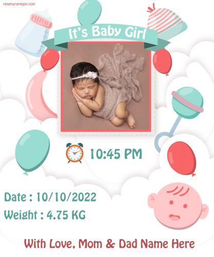 Customized Photo Generating Welcome Baby Girl Design Template Easy Download