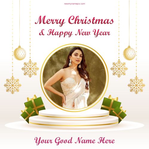Merry Christmas Wishes With Name And Photo Card Edit Online Free