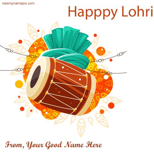 Festival Happy Lohri Greeting Card Edit Photo Customize Name