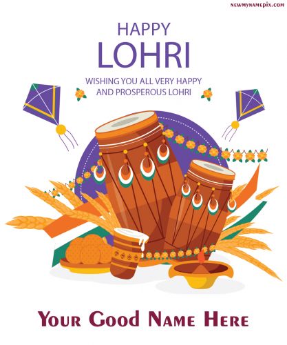 Happy Lohri Celebration Greeting Card Photo With Name Editable