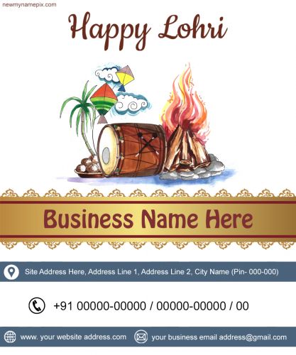 Enterprise Happy Lohri Wishes Edit Card Images With Business Name