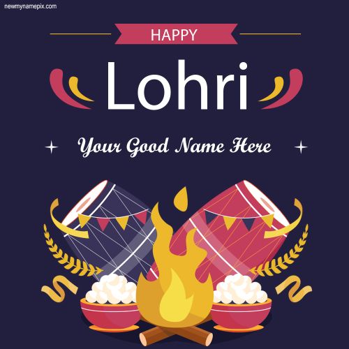 2023 Festival Happy Lohri Wishes Card Free Name Photo Maker