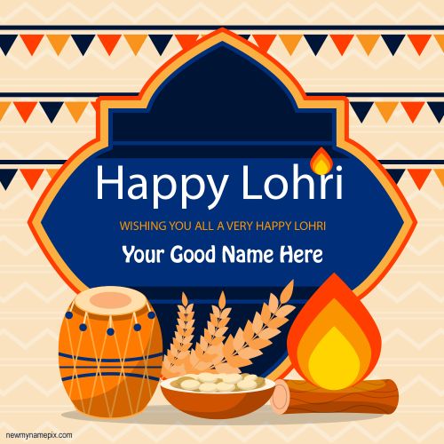 Latest Happy Lohri Wishes Design Images With My Name Writing