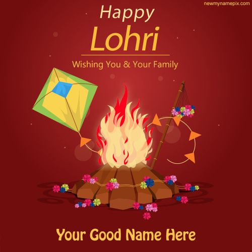 Design Lohri Festival Greetings Card Photo With Name Writing