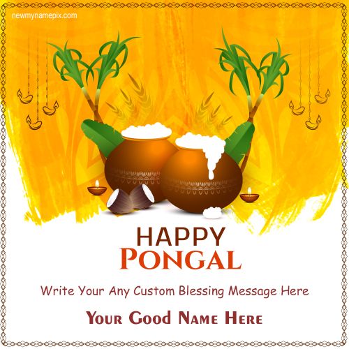 Happy Pongal Wishes Greeting Card Customized Name Editing Online
