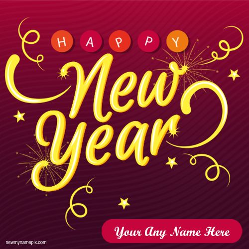 Happy New Year Design Font Writing Greeting Card Name Wishes