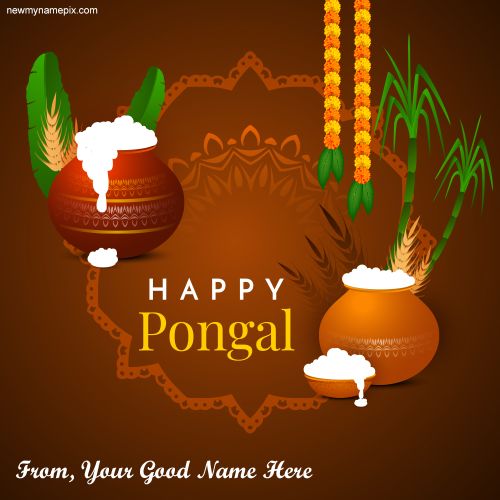 Wish You Happy Pongal From Your/My Name Writing Card Edit